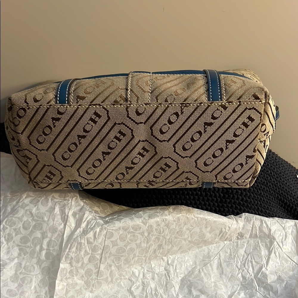 Coach Blue and Tan Geometric Tote Bag set - Picture 5 of 8